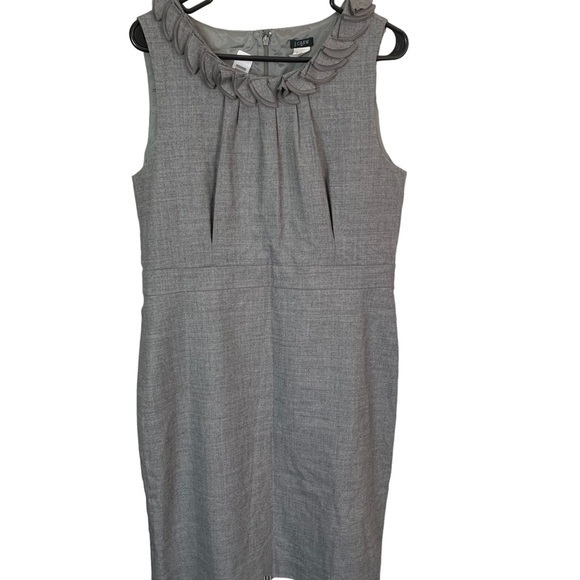 J Crew Wool Blend Ruffle Neck Pencil Dress Size 14 - Picture 1 of 4